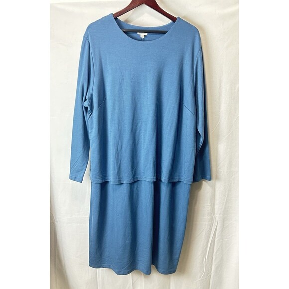 Pure Jill Womens 2X Blue Long Sleeve Soft Dress NWT - Picture 1 of 9
